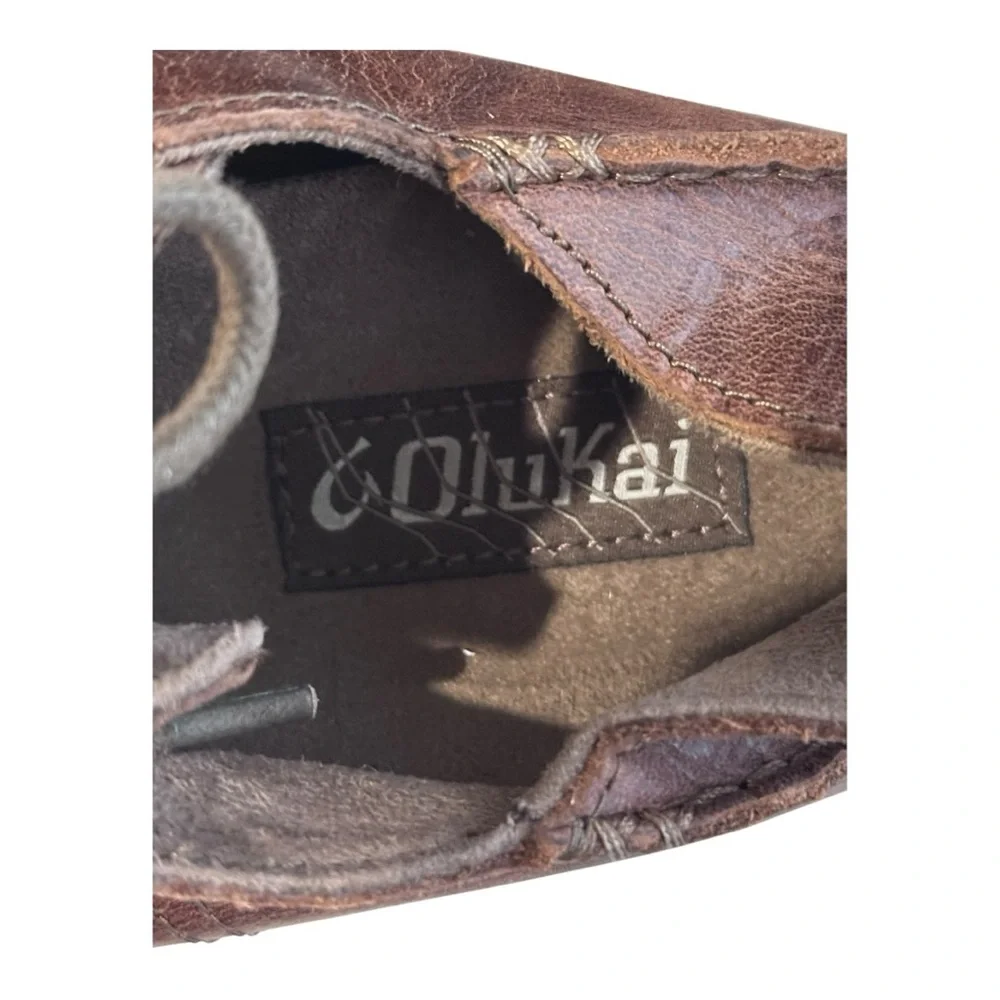 Olukai Nalukai Brown Leather Tie On Loafer‎ Men's Shoe 9.5M